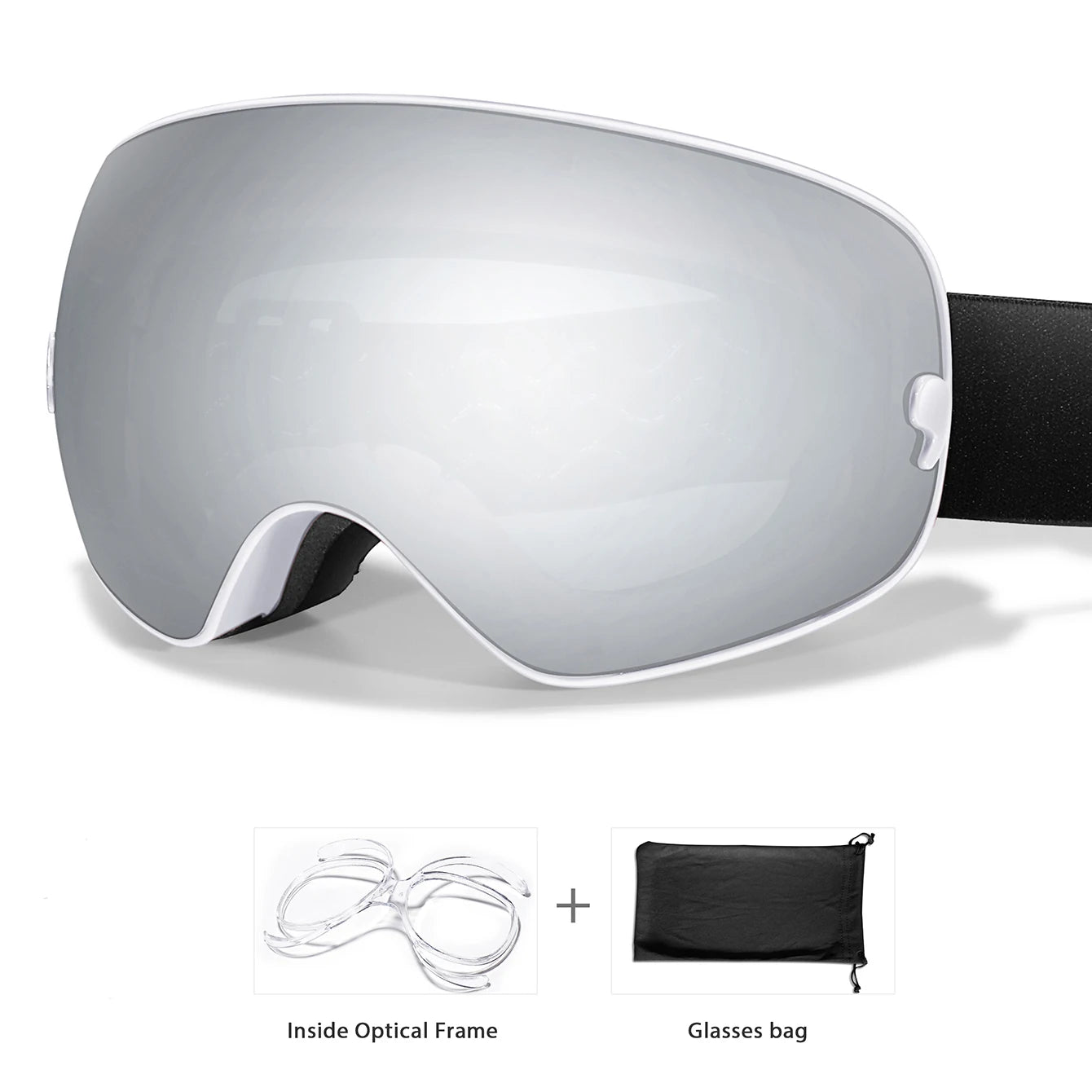 Winter Outdoor SKI Goggles Men/Women Teen, Free Optical Frame/Bag, UV400 Anti-Fog Snowboard Eyewear