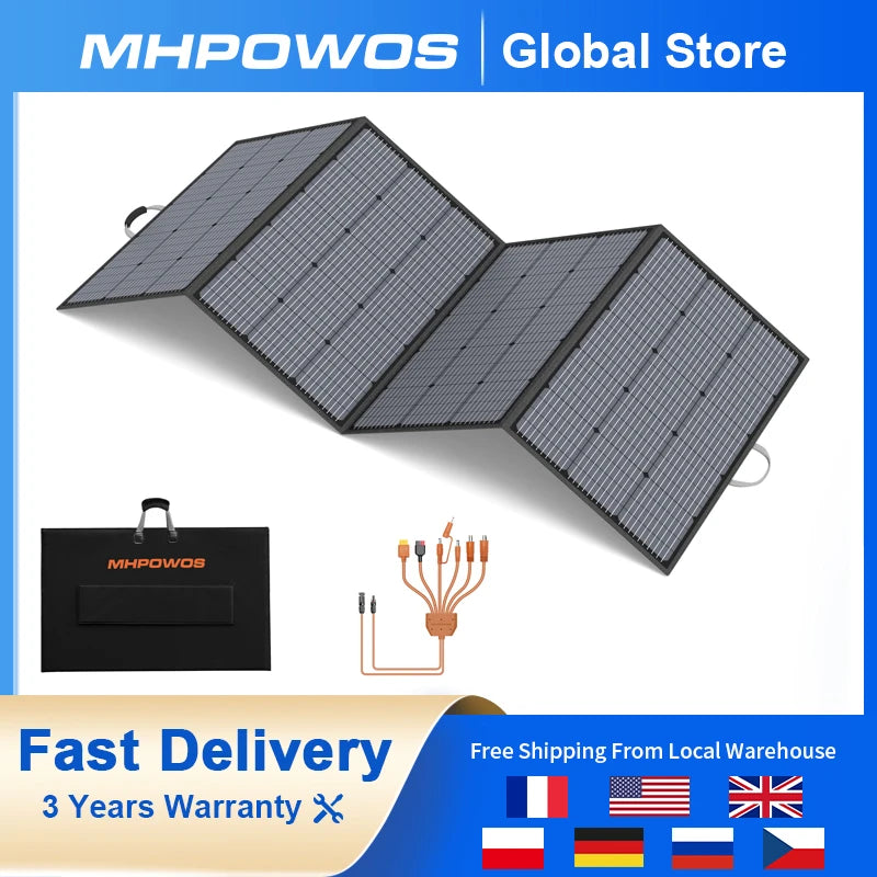 MHPOWOS 400W fold/Portable Solar Panel 31 V Charger,7 in 1 Solar Cable, Camp , Outdoor, Powerstation