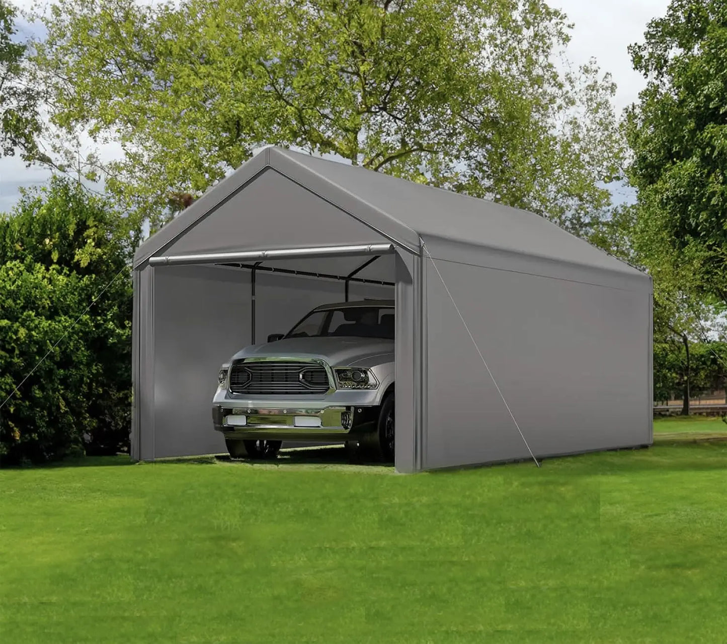 Carport 10x20 Ft Heavy Duty Steel Canopy Storage Shed,Portable Garage, All-Season Carport (Grey)