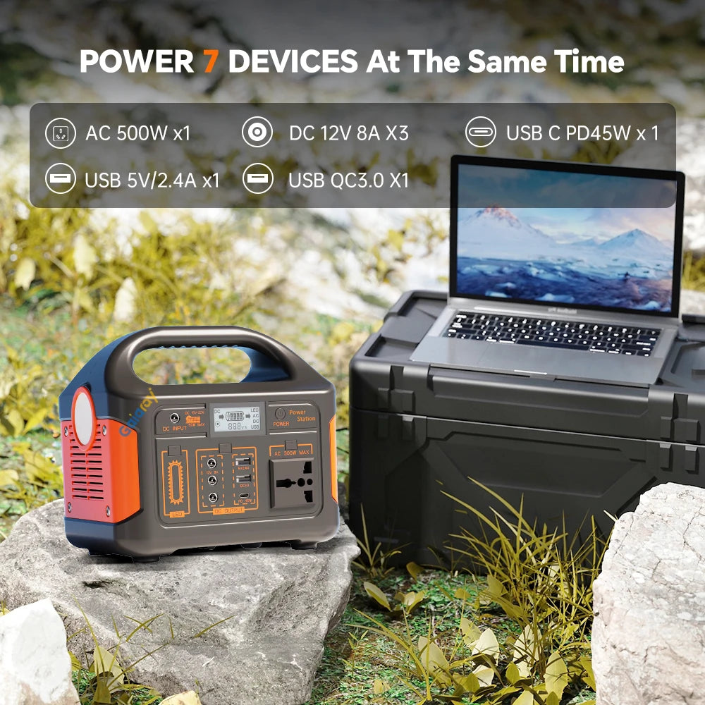 500W 300W Portable Power Station AC 110V Solar Generator LiFePO4 Battery UPS Emergency camp Home