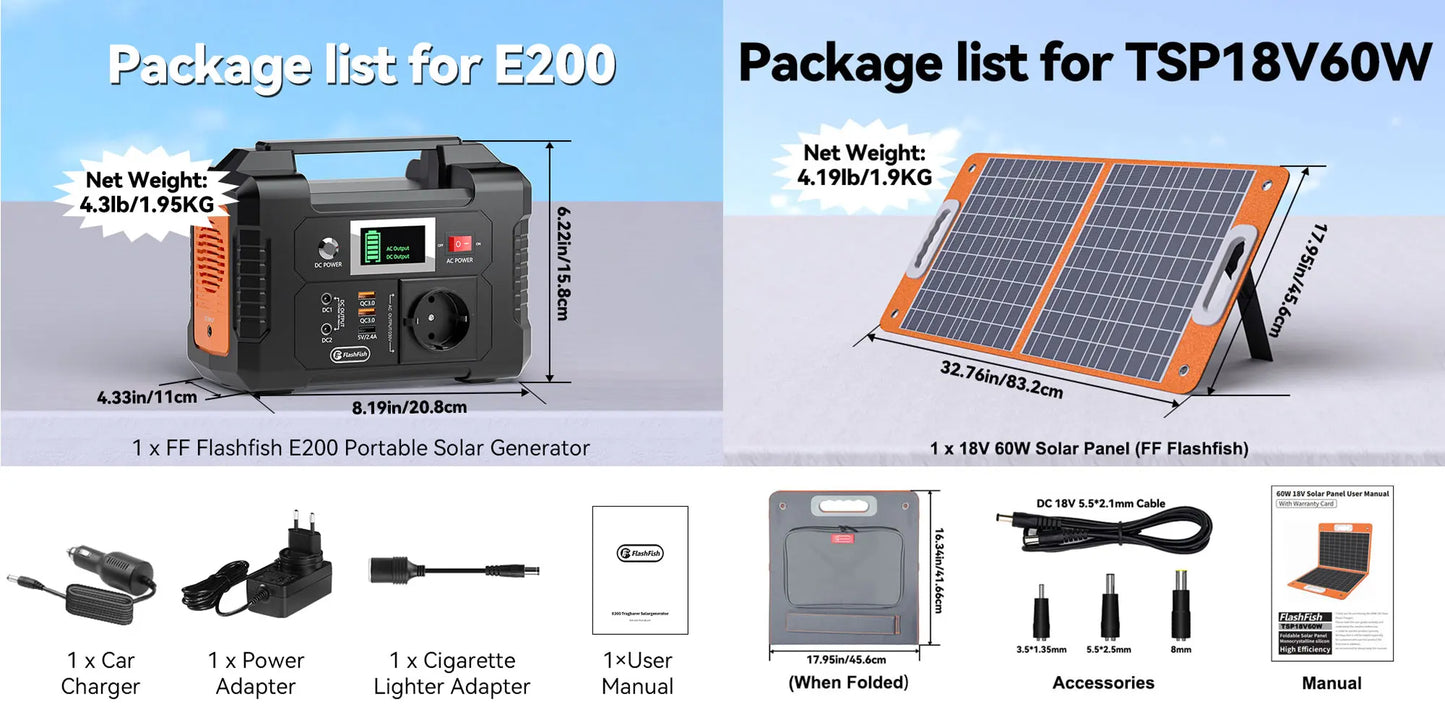 Portable Power Station 200W 151Wh Solar Generator,Solar Panel 50W Battery Cell Complete Kit Set