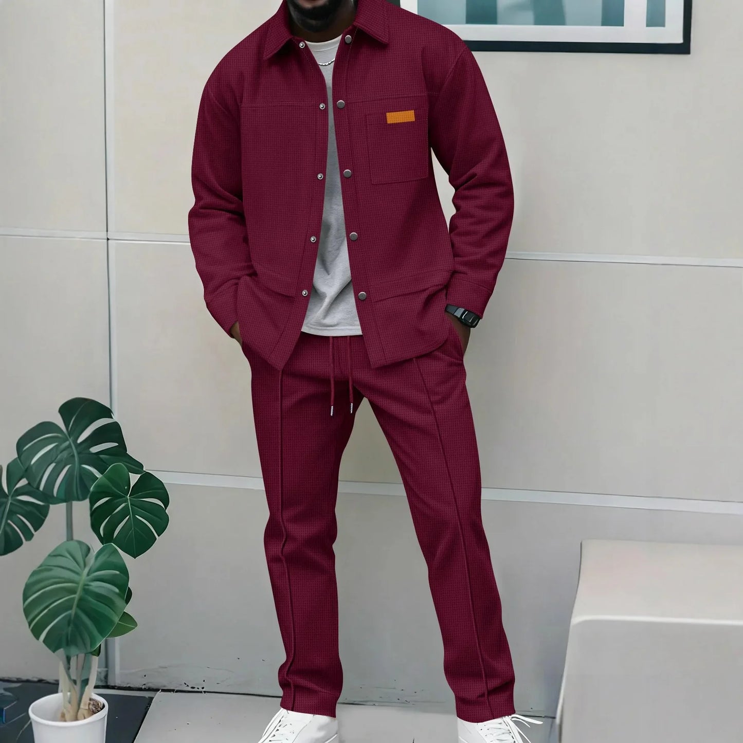 Luxury Men's Casual Flight Jacket Autumn Winter Two-Piece Set Cotton Blend Fiber Long Sleeve