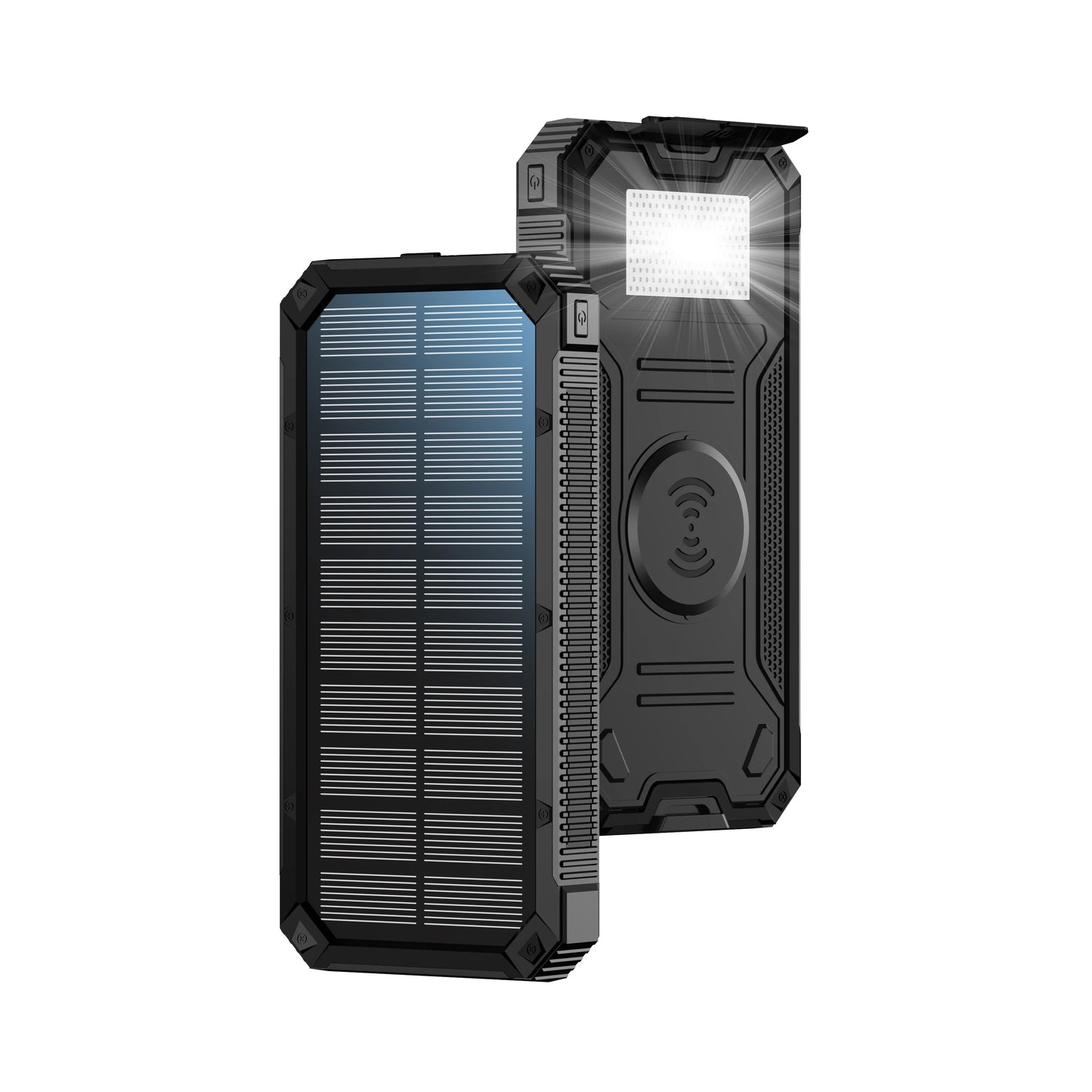 20000mAh Solar Power Bank,Wireless Charging, 2 USB & USB-C Ports,Waterproof & Bright LED Flashlight