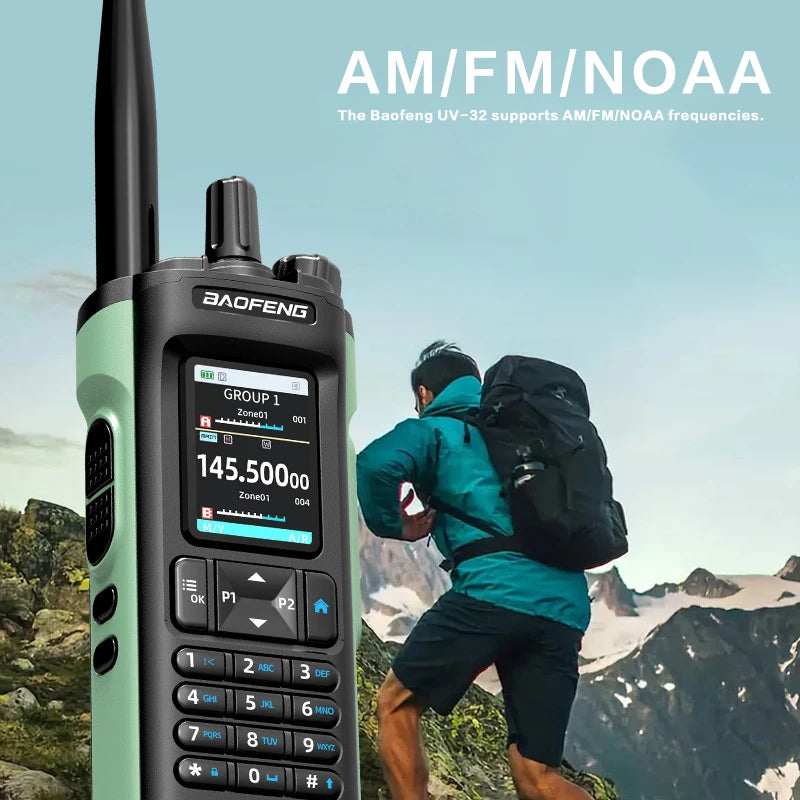 New UV-32 Walkie GPS 10W Bluetooth APP Prog,Multi Band Wireless Copy Freq.Type-C UV32 Ham 2 Way