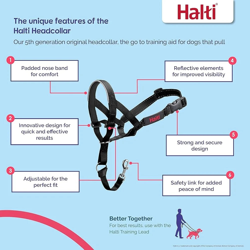 Headcollar Size 3 Dog Leash Large Pack No Pull Training Control Reflective Safety Nylon Comfort