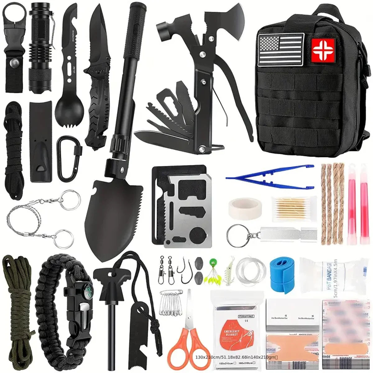Camping Emergency Equipment , Tool Set Multifunctional SelfDefense Supplies First Aid Kits