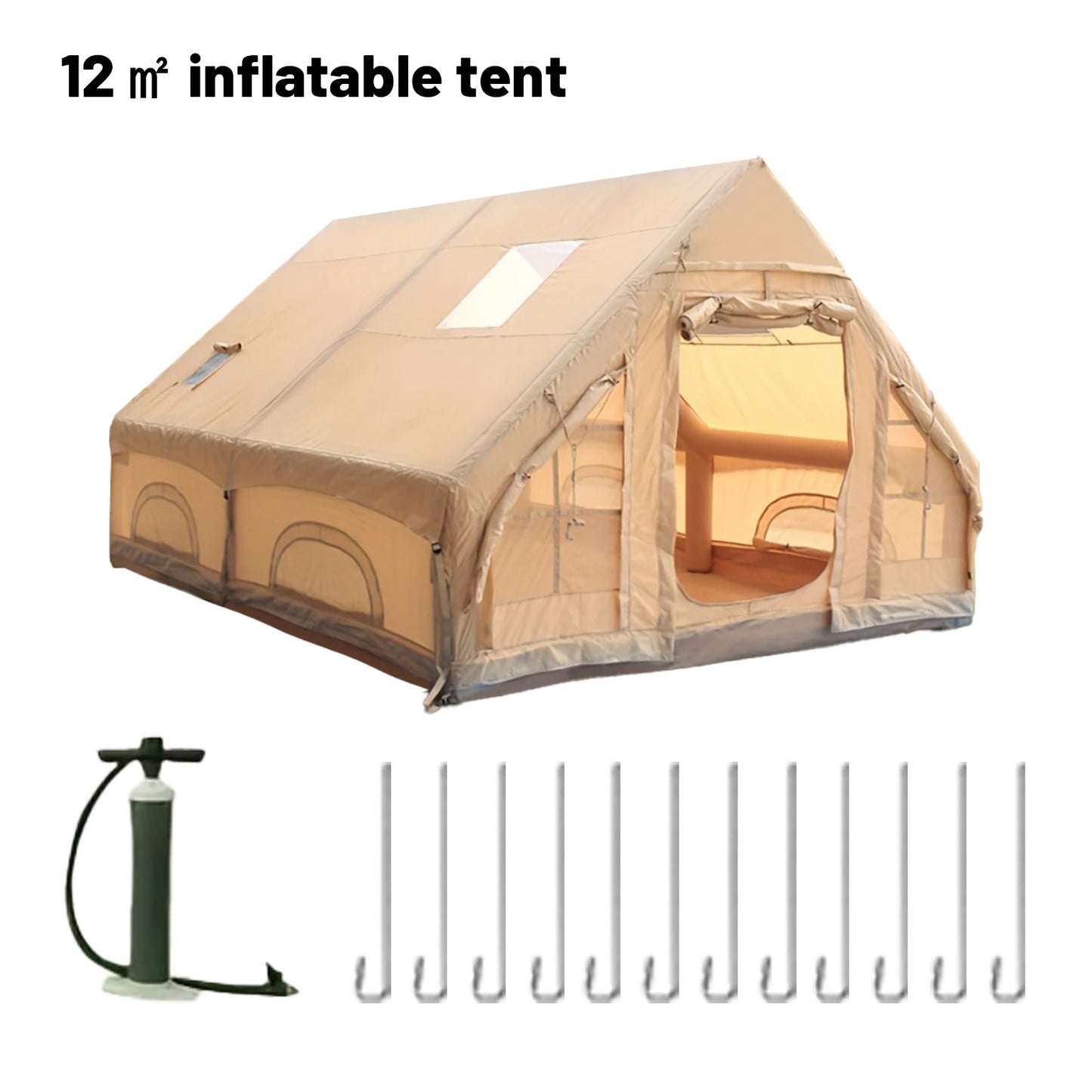 4-8 Person Inflatable Camping Tent - Quick-Setup Air Frame, 4-Season Waterproof Shelter, Stove Jack