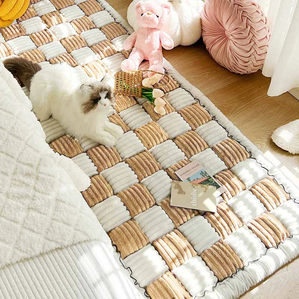 Dog Bed Mat Warm ,Cat Scratchable Blanket Anti-slip Washable Cushion Sofa Cover Protector Large Dogs