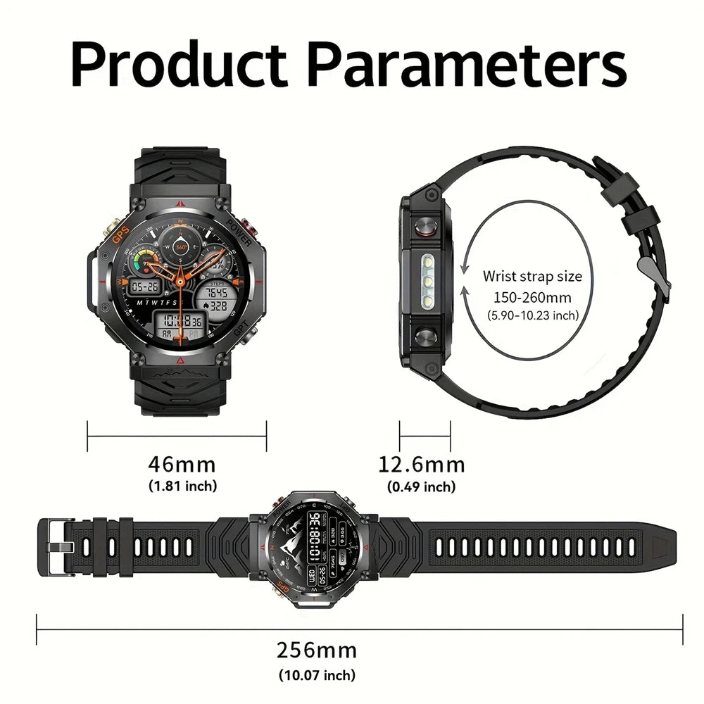 GPS Smart Watch Men Built-in GPS Bluetooth Call AI GPT Fitness Tracker Waterproof Military Sports