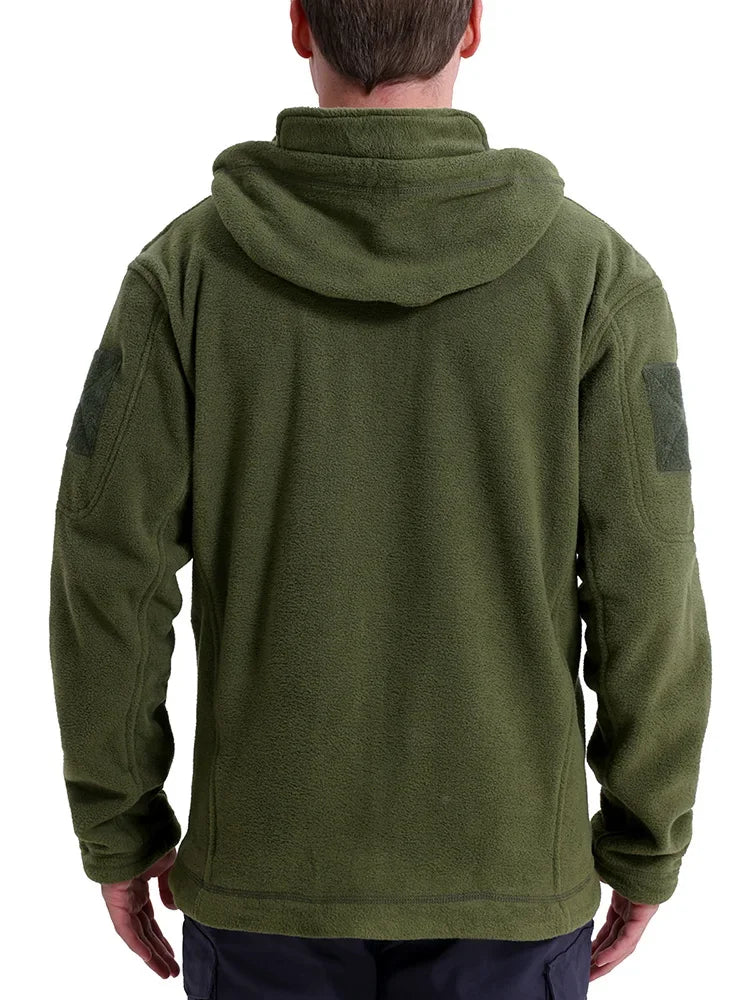Men's fleece Hiking Hunting Outdoor  Jacket Winter Warm Full Zip Military Hoodies Multi-Pockets