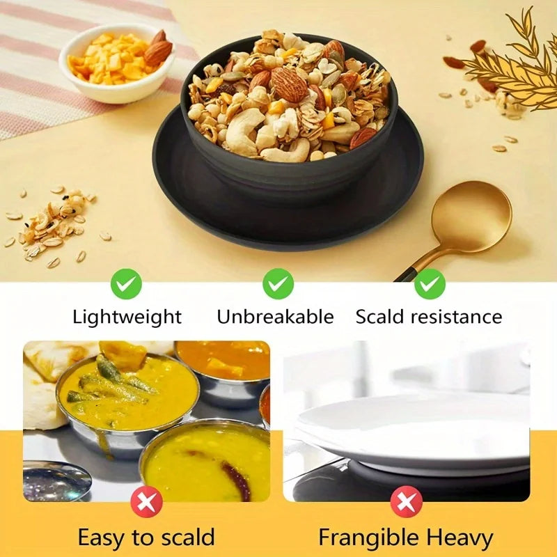 32Pcs,wheat straw tableware sets, non-breakable, suitable,dishwashers,refrigerators, home & outdoor