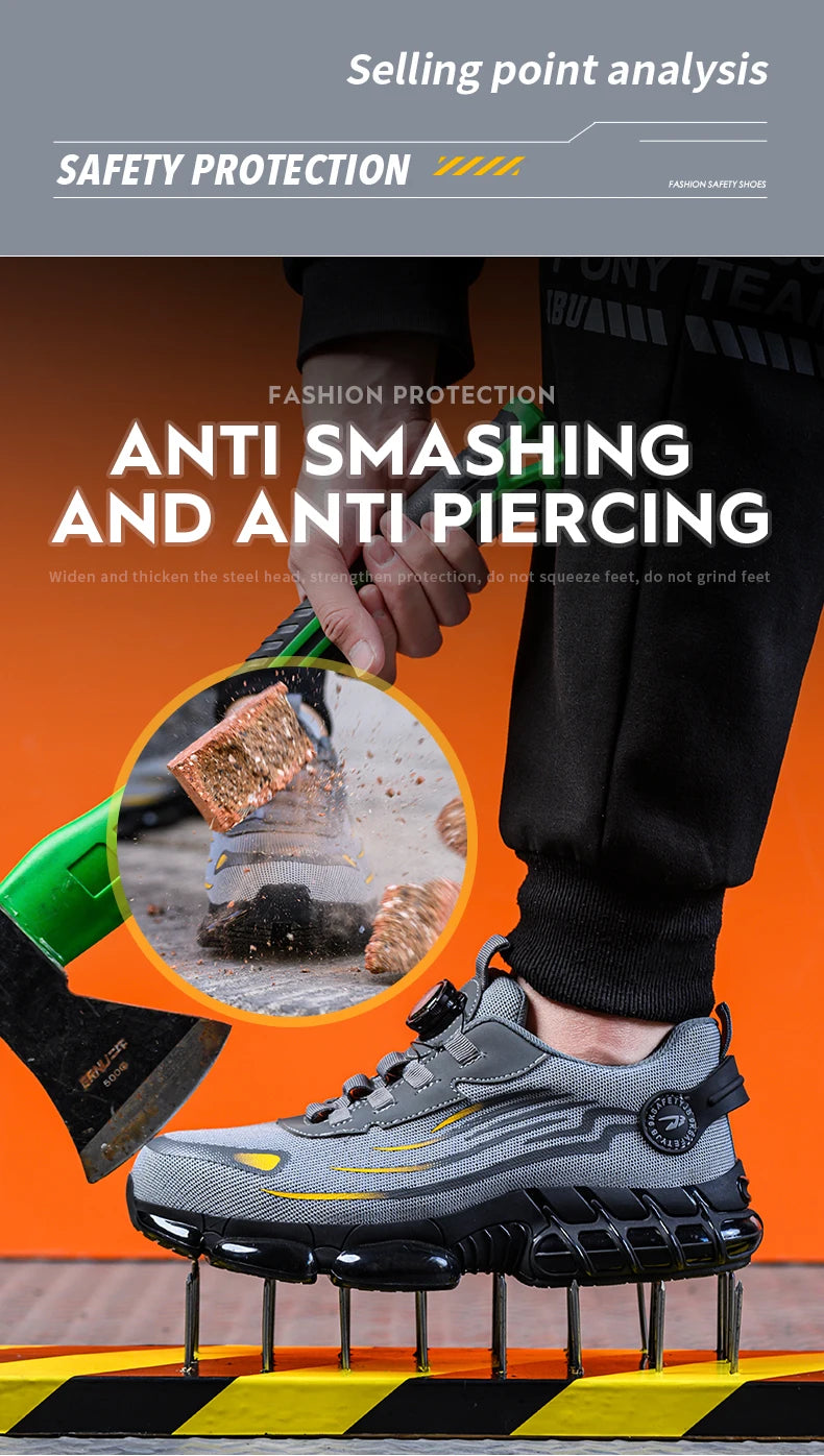 Breathable lace-free soft sole comfortable anti-smash anti-puncture labour insurance shoes