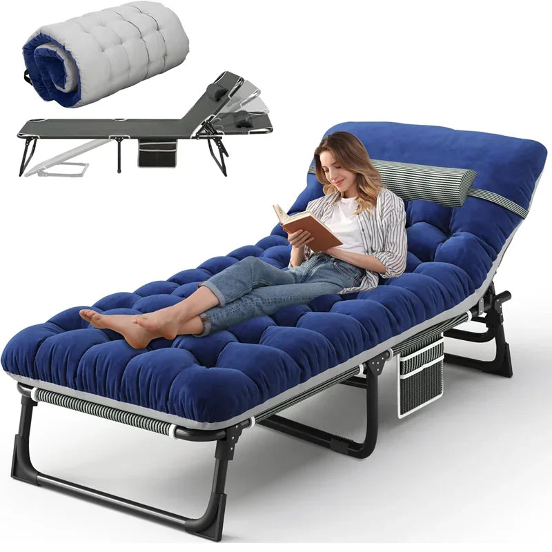 Camping Cot/ Mattress, 4-Position Folding to 330lbs, Portable Sleeping Cot for Camp, Beach, Patio