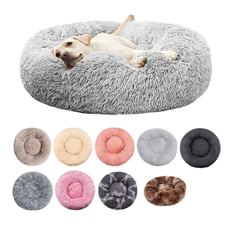 Round Dog/ Cat Bed Plush Basket Washable Pet Bed for Small Medium pet