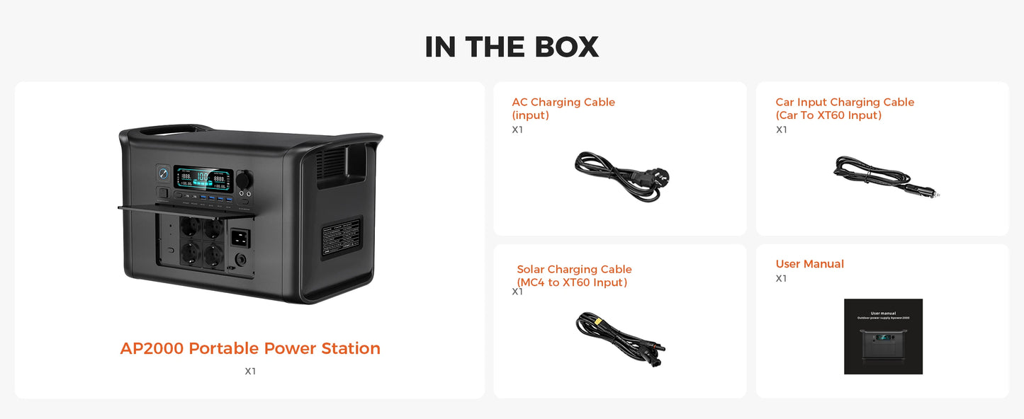 2400W Portable Power Station 2048Wh LiFePO4 External Battery Output Solar Generator Home and Camping