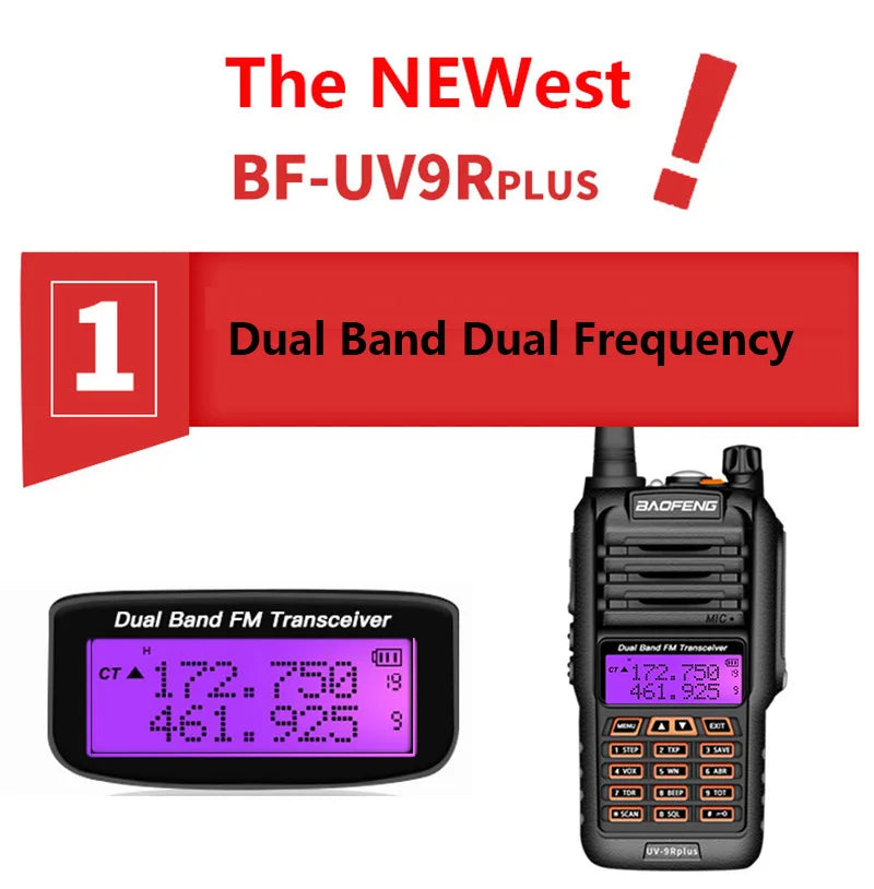 Waterproof Walkie Talkie IP68 10km High Power 10W Dual Band Two Way Radio UHF VHF