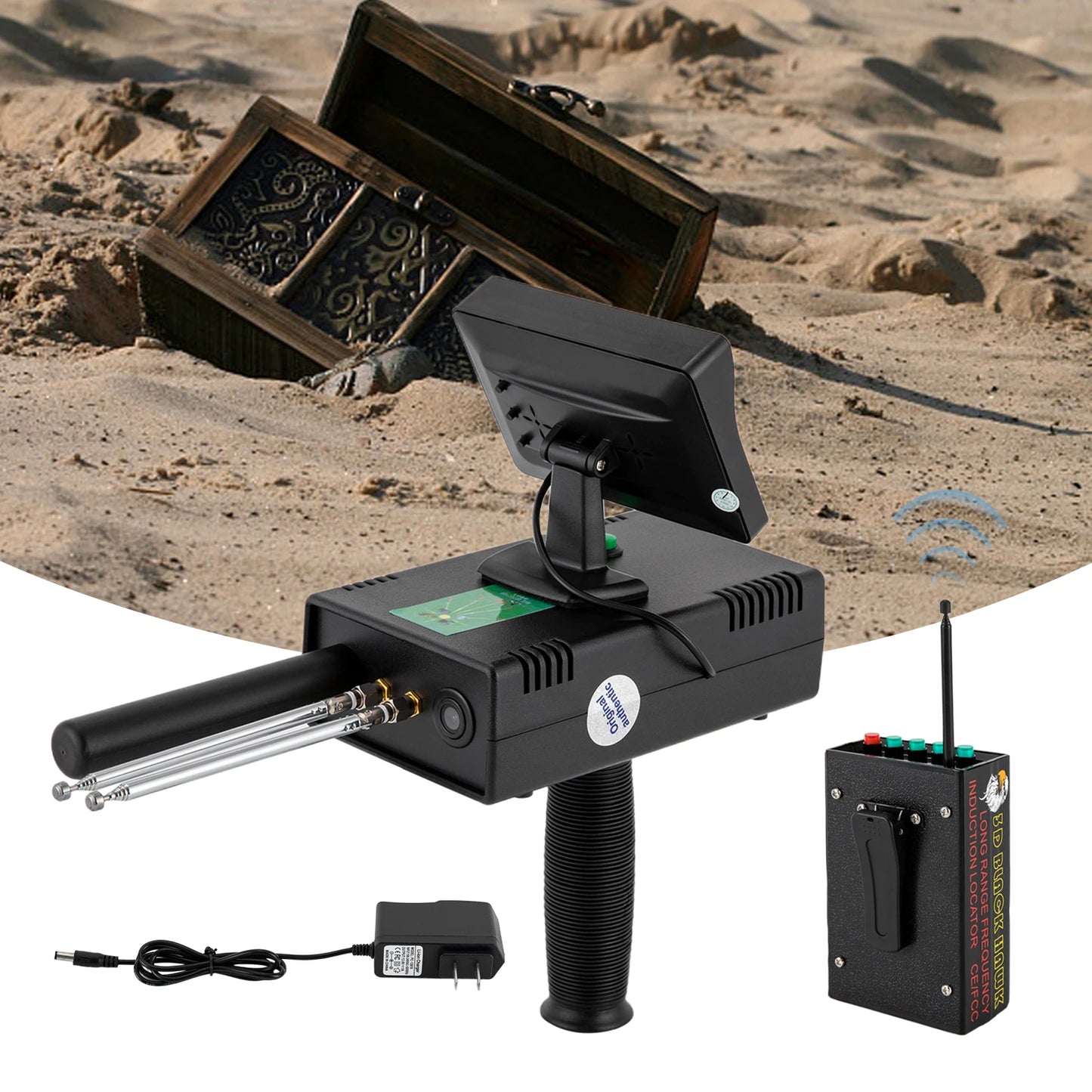 Durable Metal Detector with 3937ft Detection Range, 98.4ft Depth, Detects Gold, Silver+ LED Display,