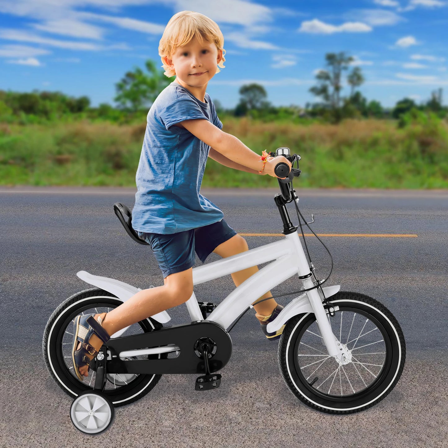 14 Inch Bike Boys Girls Bicycle Student Bike for 2-11 Years Kids Bike White/Red/Blue/yellow