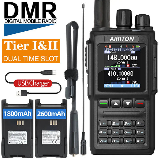 DM-168 Walkie Talkie AES256 Encryption DMR Digital/ Analog Dual Band FM, AT-D168UV  USB-C charging