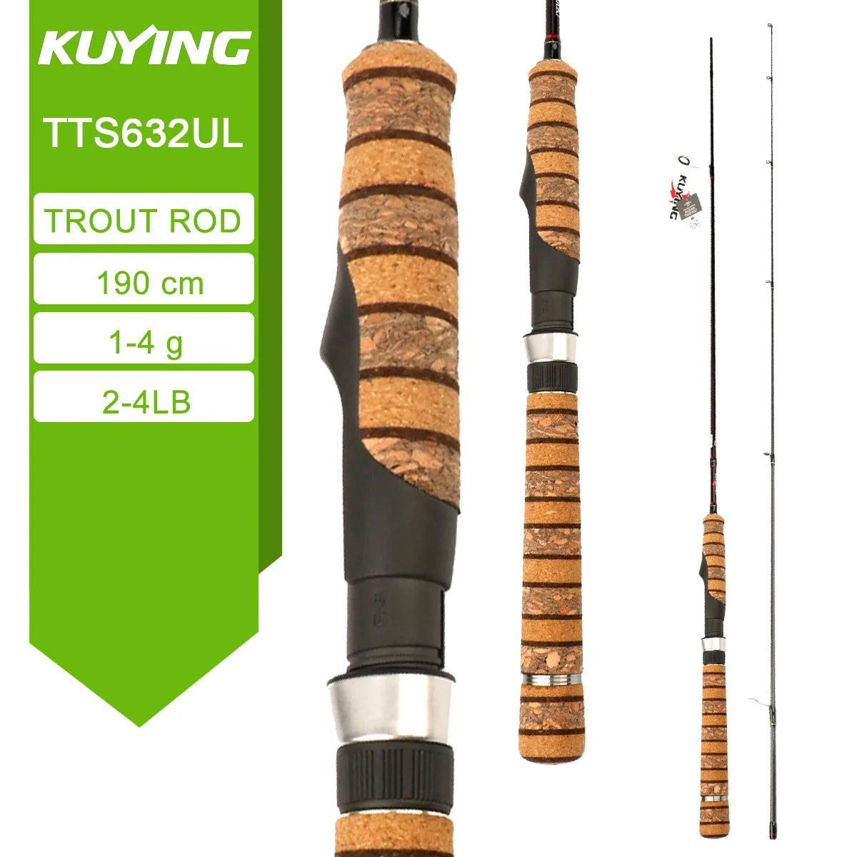 LUL SUL 5'2" 6' 6'3" 6'4"6'2" 6'6" Fishing Rod Lure,Spin/cast FUJI Carbon 1-4g 0.8-3g 2-10g M-Fast