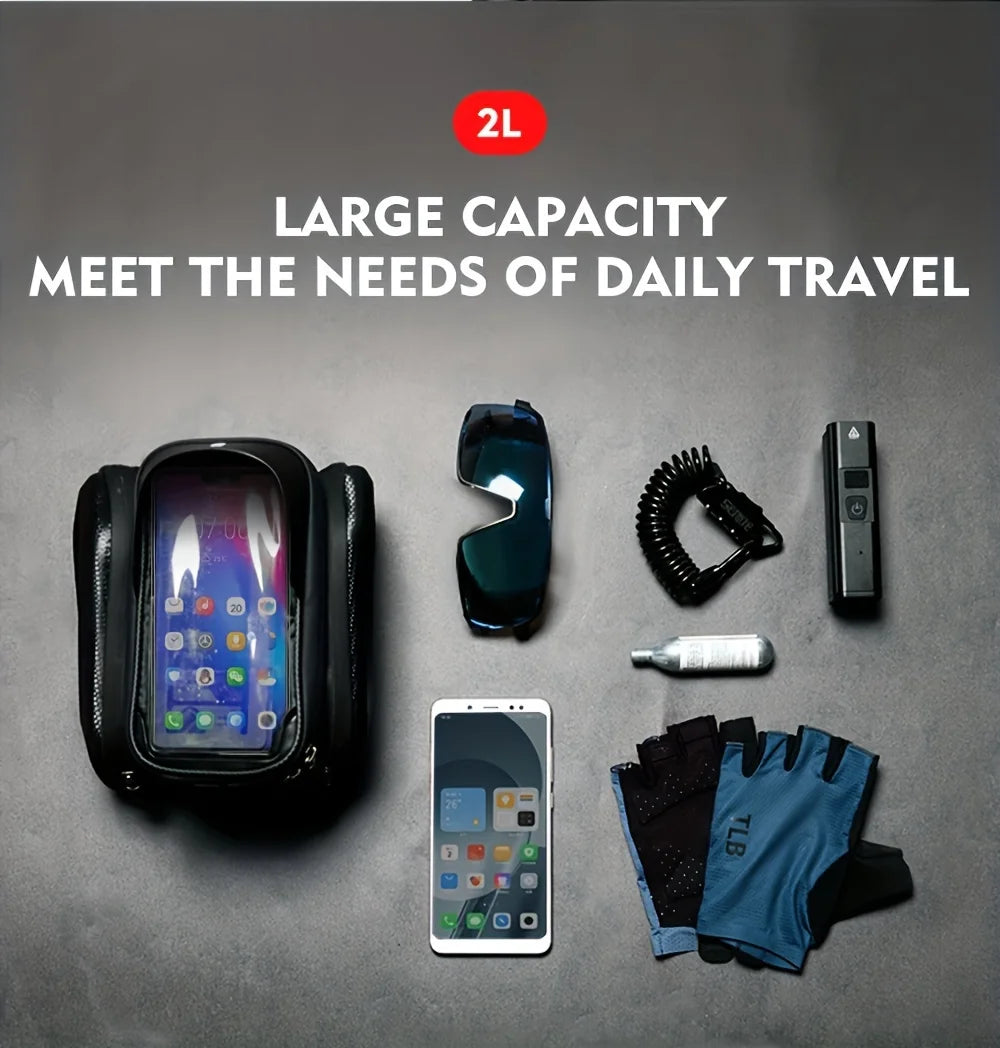 Bike Bag Frame Front Top Tube Cycling Bag Waterproof 7in Phone Case Touchscreen Bag MTB Pack