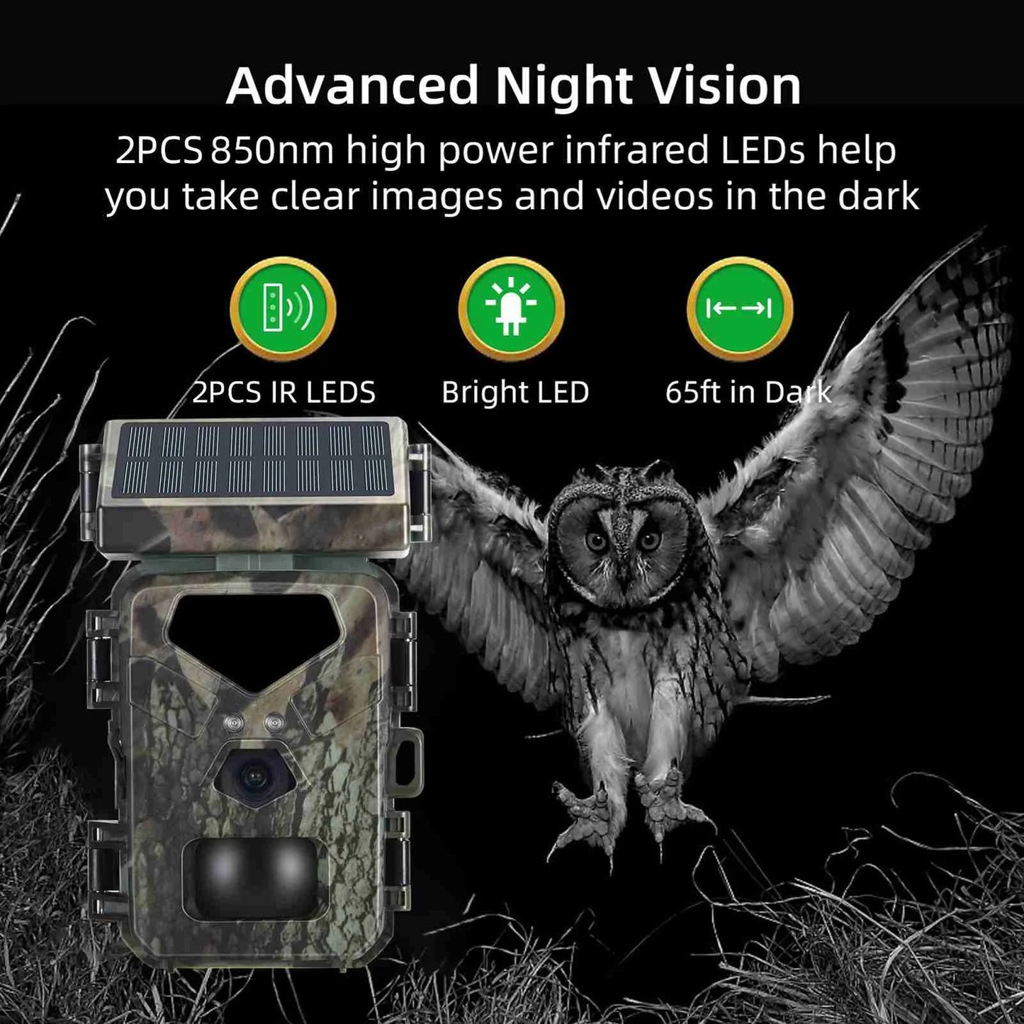 Hunting Game Camera 20MP/1080P 0.3s Trigger Speed Night Vision Motion Activated Trail Camera