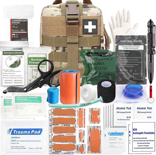 74 Piece Ifak Trauma Kit Upgrade Tactical First Aid, Molle Pouch Rip Away for Survival Camping