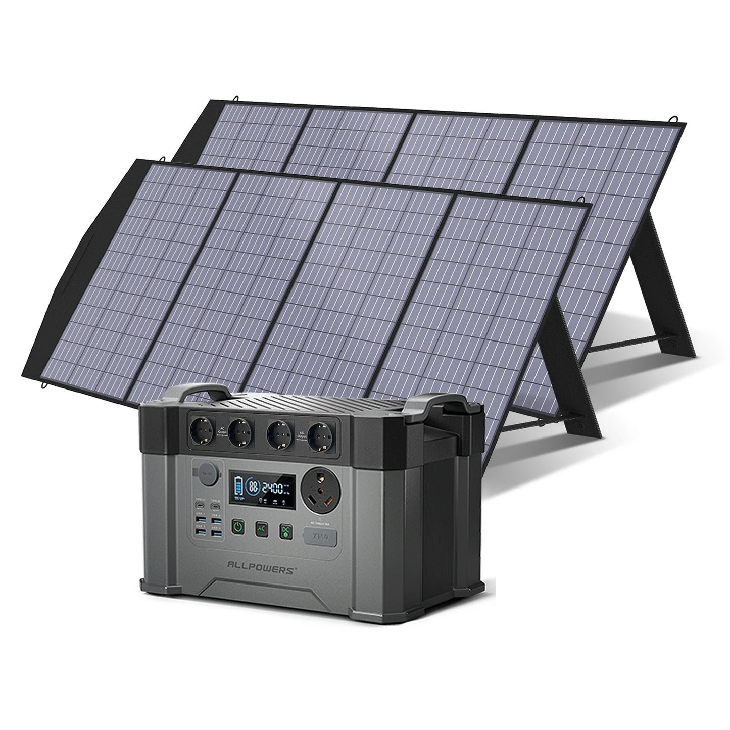 S2000 Pro Outdoor Generator 2400W MPPT Power Station,4X100W  Folable Solar Panels,RV Camping, Home