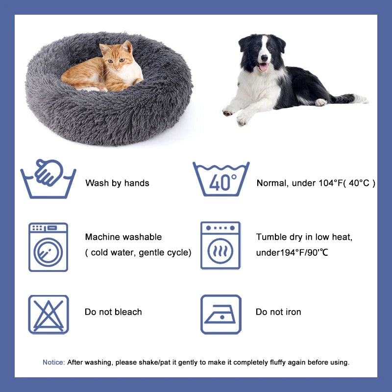 40-100cm Fluffy Pets Beds Large Round Super Warm Soft Cat Plush Nest
