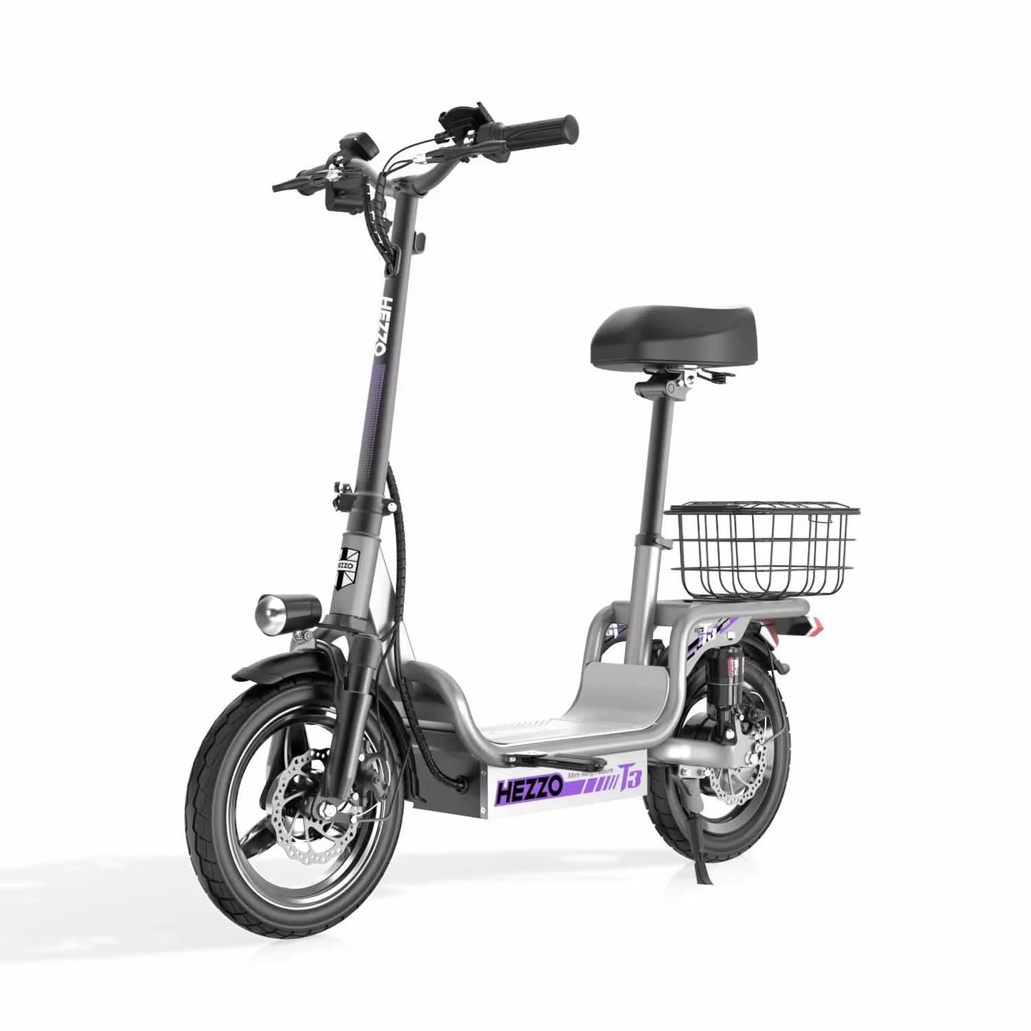 500W carbon steel front and rear dual disc brake bicycle for urban commuting with basket, adult