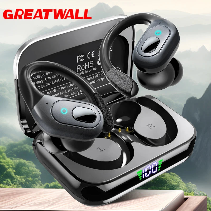 TWS Wireless Bluetooth Earphone Headset 5.3 Sports ear-hook Stereo noise reduction Earbuds HD Call