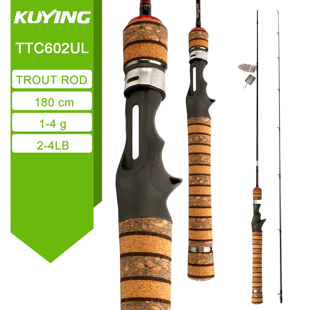 LUL SUL 5'2" 6' 6'3" 6'4"6'2" 6'6" Fishing Rod Lure,Spin/cast FUJI Carbon 1-4g 0.8-3g 2-10g M-Fast