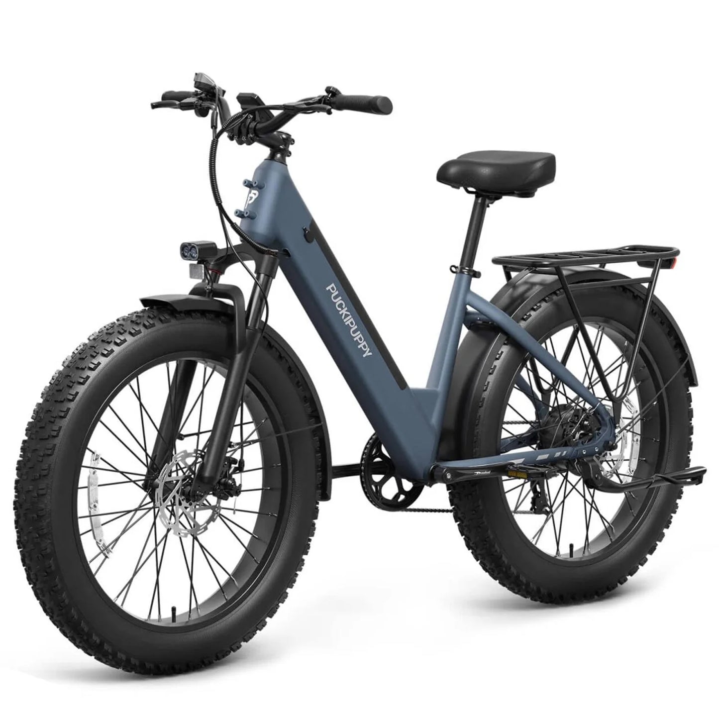 PUCKIPUPPY E-Bike, Adults 960W Peak 48V 15AH 7 Speed All Terrain 26" Fat Tire Front Suspension