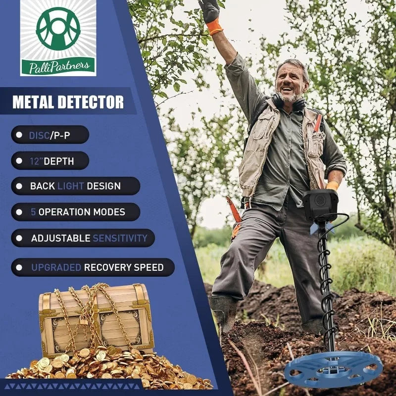 Metal Detector for Adults Waterproof-Professional Higher Accuracy Gold Detector,LCD Display,5 Mode