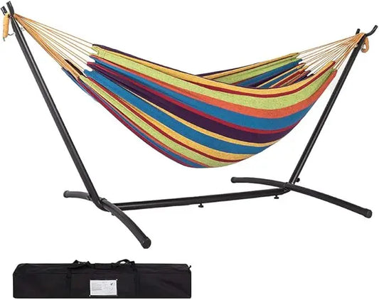 Hammock, Space Saving  steel Stand, Outside, Heavy Duty- 450 lb Capacity,Double Hammock