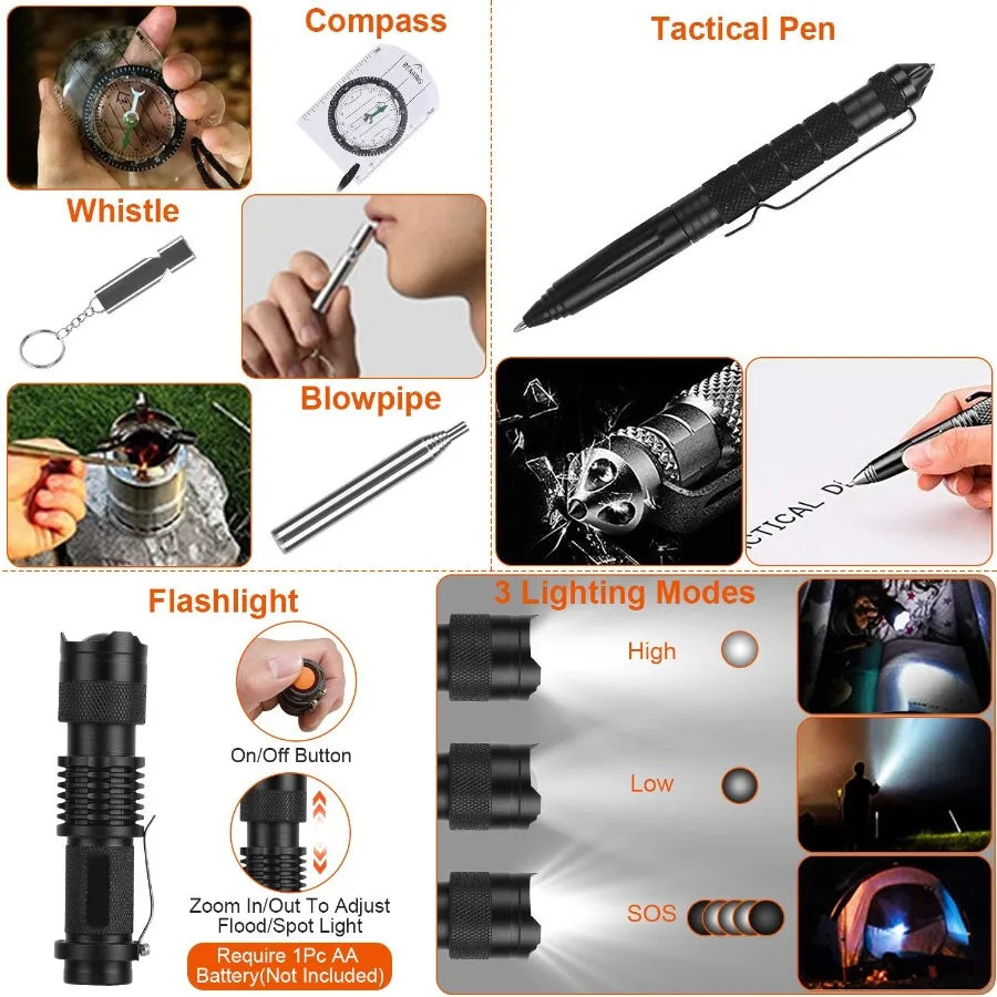 125Pcs Survival Kits Professional Emergency Survival Gear Tactical First Aid Kit Supplies Camp-iking
