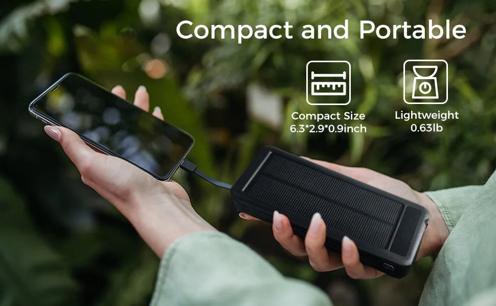 20000mAh power bank . Solar energy for phone,Equipped with a charging cable/lighting lamp/magnet