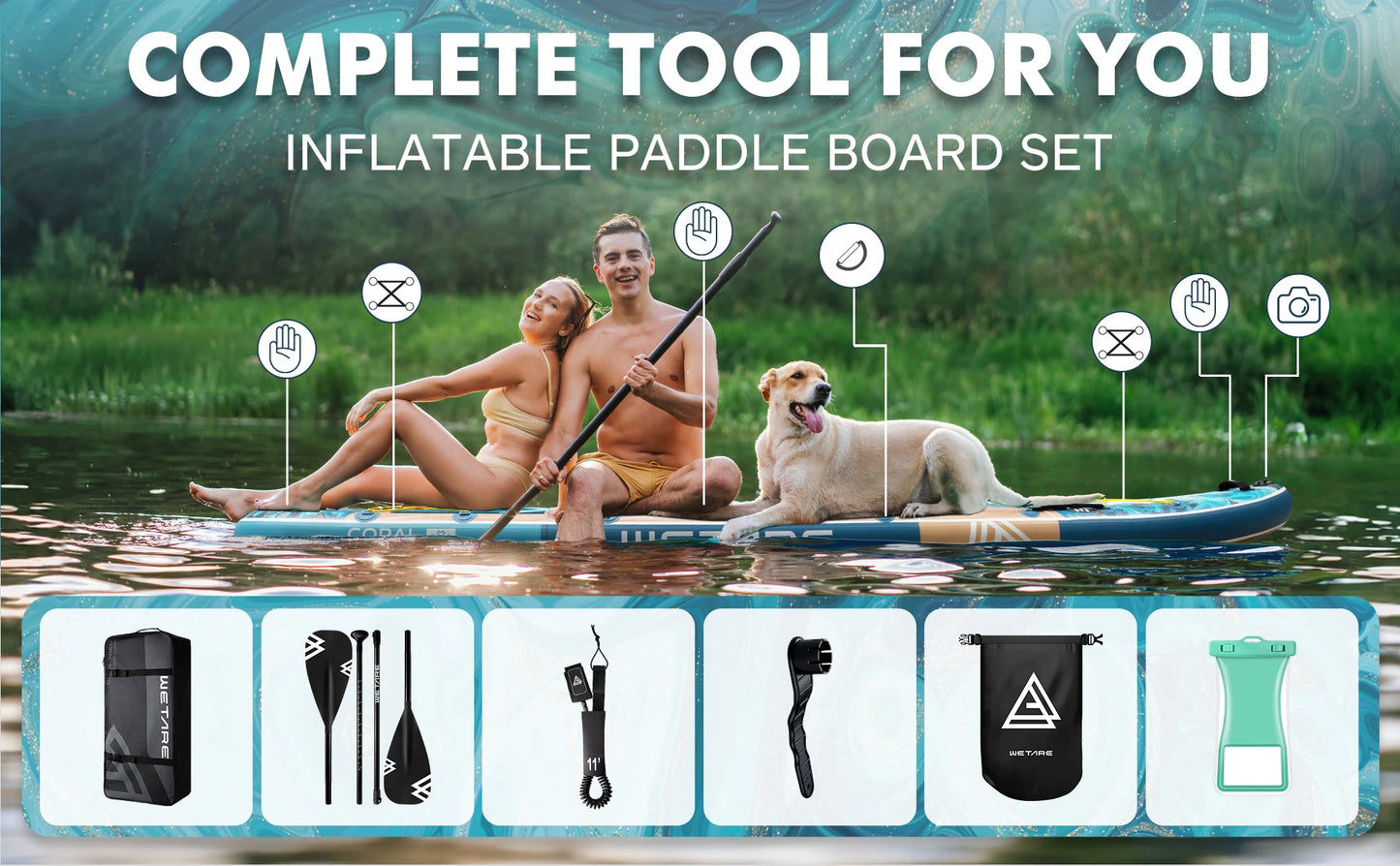 Waterproof Inflatable Paddle Board 11'6''x35''x6''Adult Standing Style Aquatic, Accessories