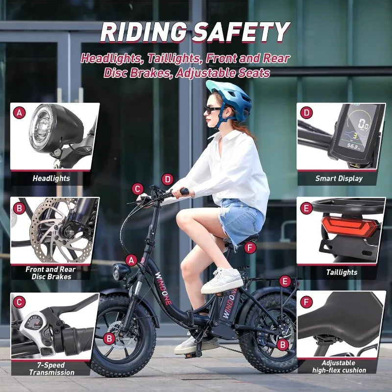 S14/S16 Electric Bike for Adults, Max 19/22 MPH Speed & 28/50 Miles Range (PAS), 500W/750W Peak