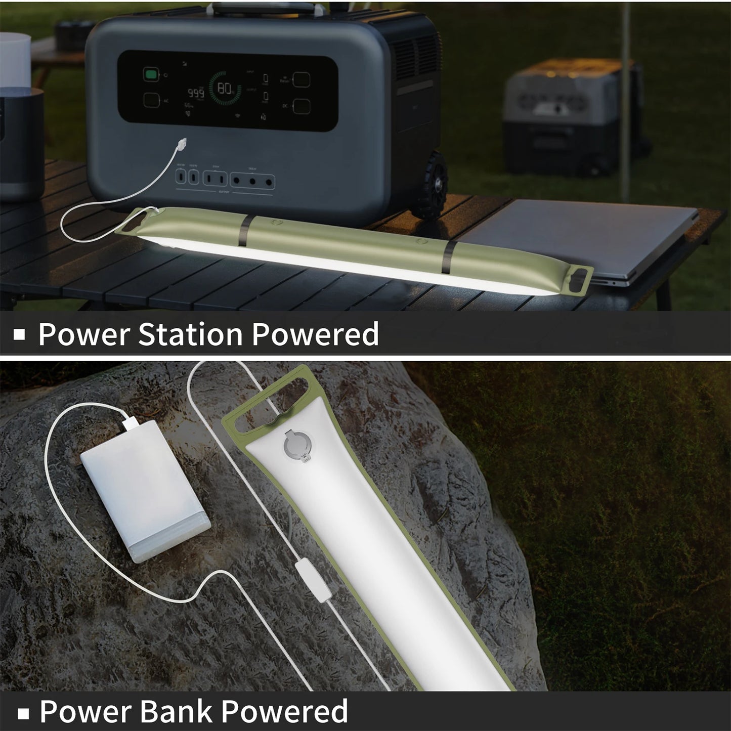 Solar Camping Lantern 2000mAh Folding Waterproof 3 Warm Light,Hiking Camping Fish USB-Type C