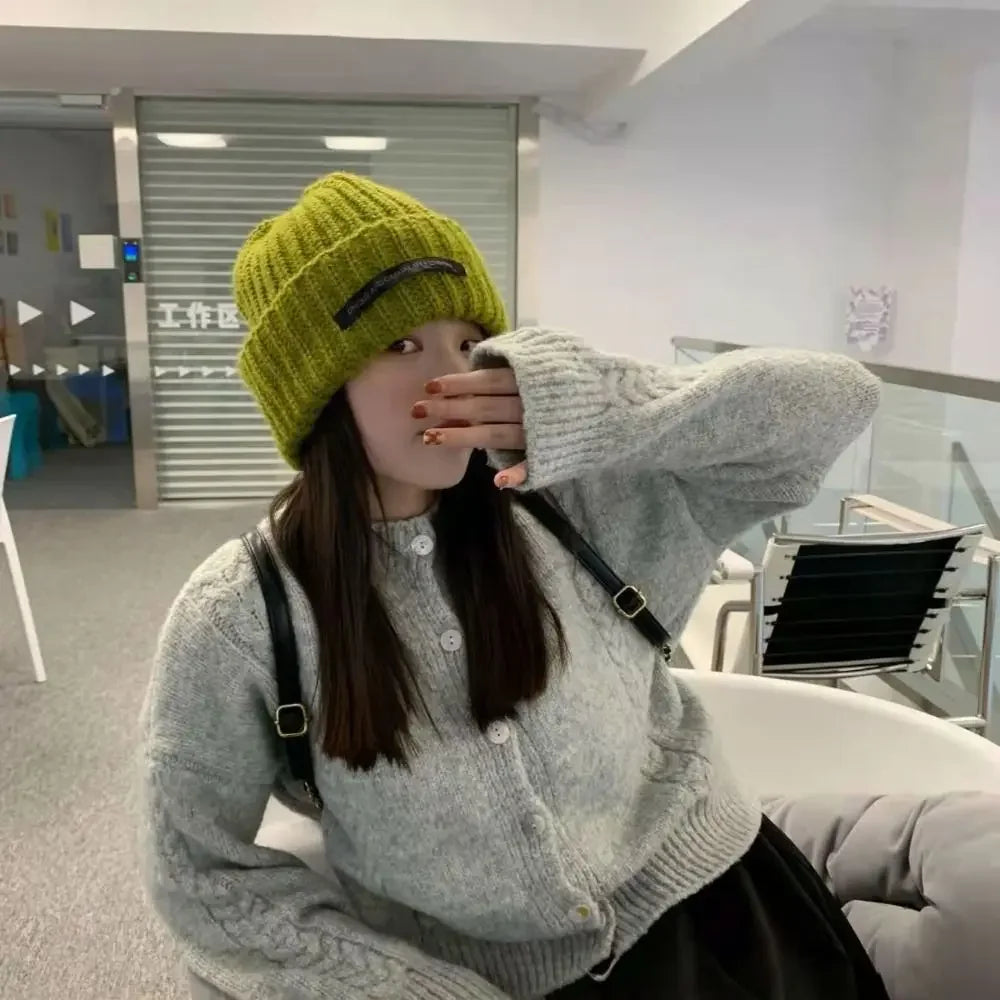 Fashion Winter Warm Hats Women Casual Knitted Bonnet Caps Men Hats Solid Color Hip Hop Unisex