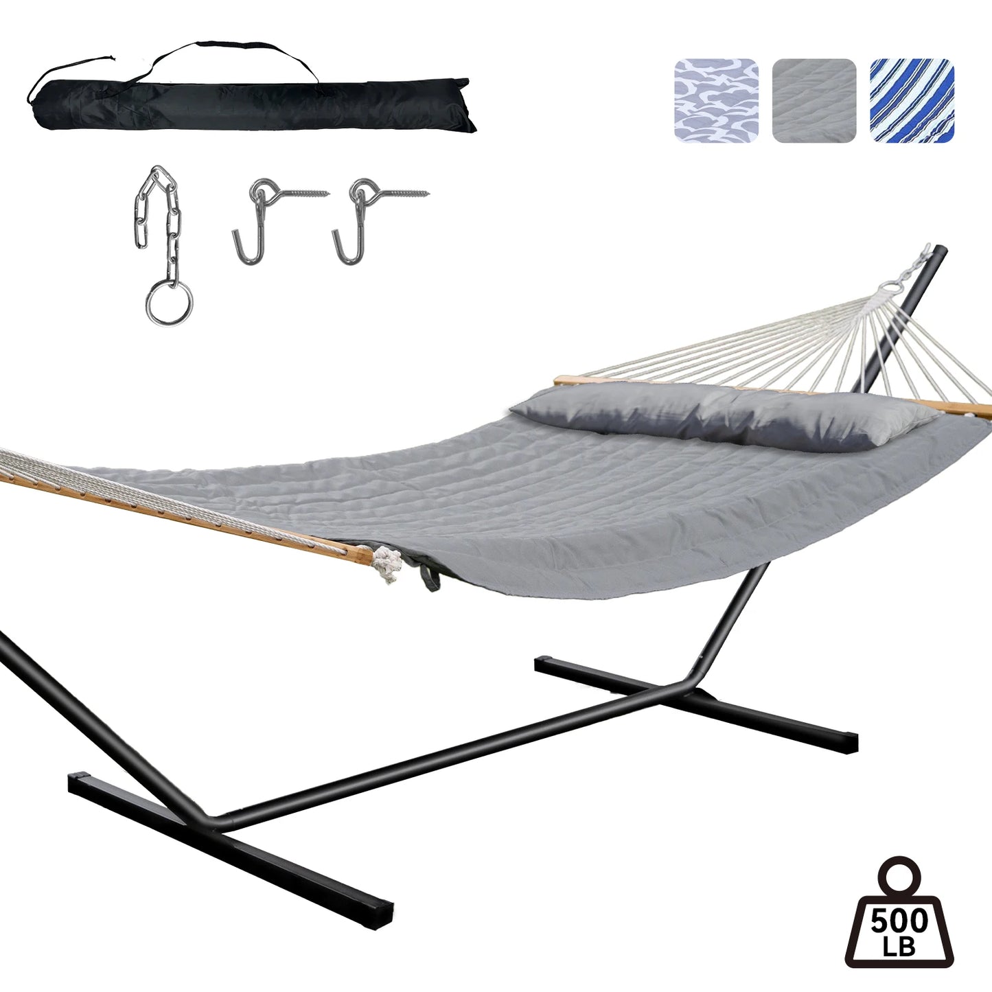 Heavy-Duty Outdoor Hammock,Steel Stand.Detachable for Versatile Use - Ideal for Courtyard,+++