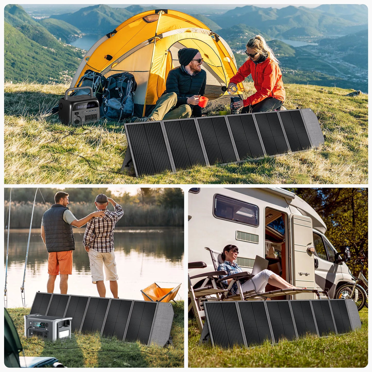 200W Foldable Solar Panels USB TYPE-C Port, Bag Outdoor Solar Charging Panel Camping Power Station ﻿