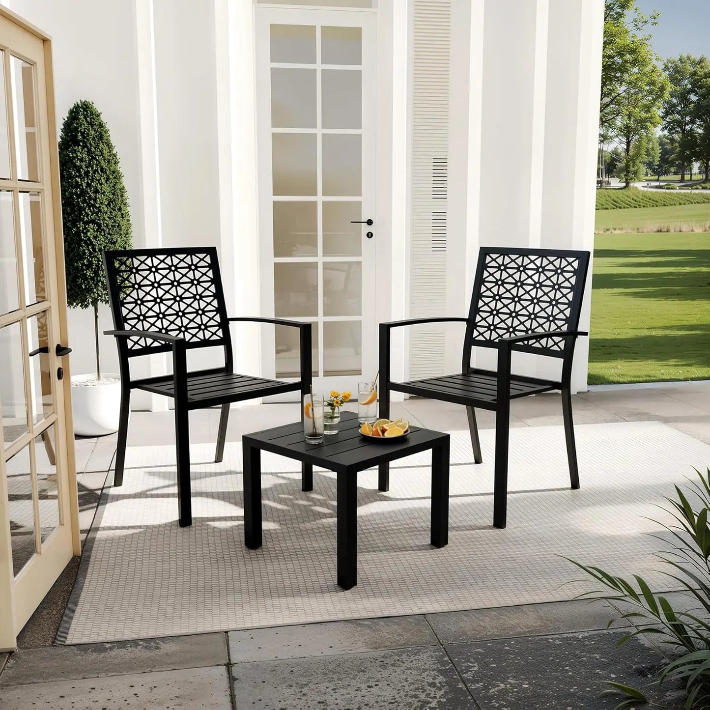 3 Piece Outdoor Patio Bistro Table w/Chairs & Coffee Table, Balcony,Front Porch, Apartments,Backyard