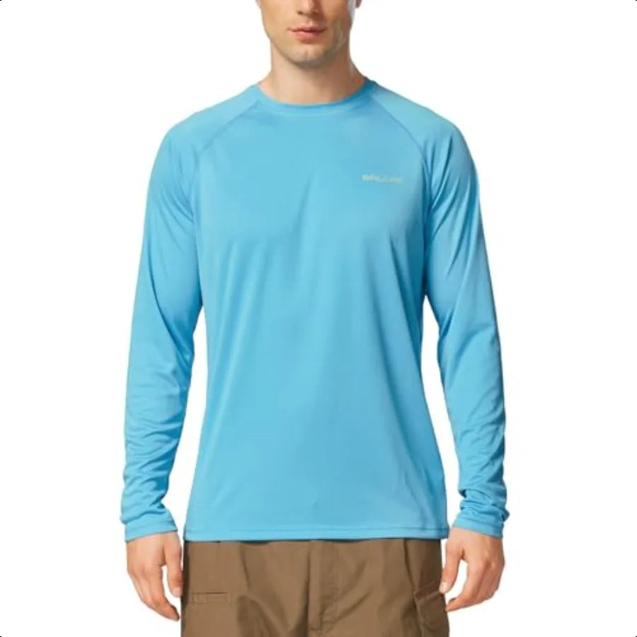 Men's Sun Protection Shirts UV SPF UPF 50+ Long Sleeve Rash Guard Fishing Running Quick Dry Light