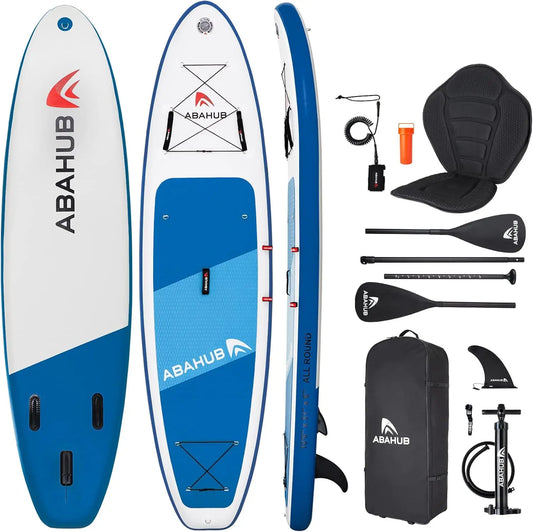 Inflatable SUP, Wide 10'6" x 31"/34" x 10'6" iSUP, Blue with Adjustable SUP  Paddle