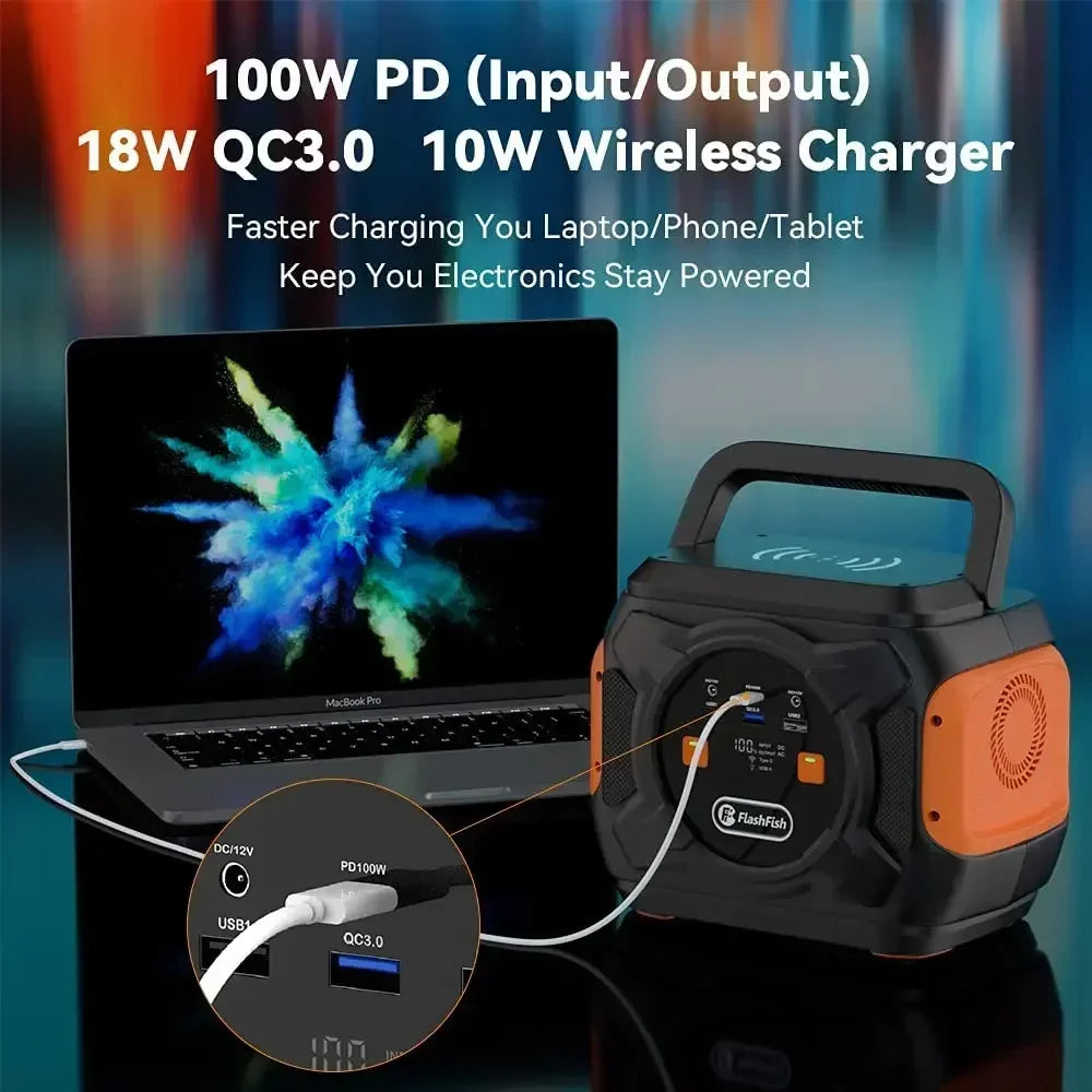 80000mAh AC Battery Pack Charger Power Bank Camping 110V/230V , 320W Emergency Solar Generator