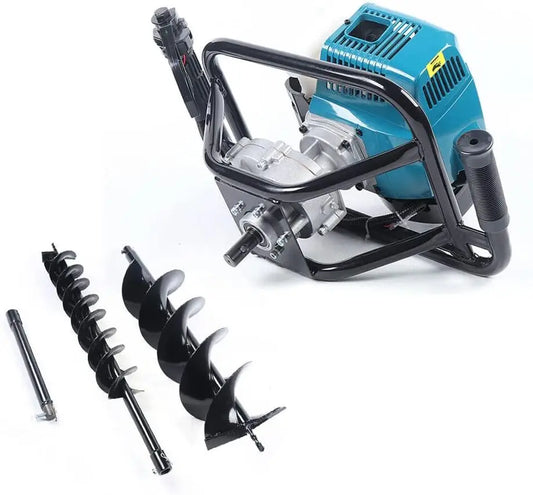 52CC Post Hole Digger 2-Stroke 2.3HP 1.7KW Gas  Hole Digger,Earth Auger, 2 Drill Bits (4" & 8")