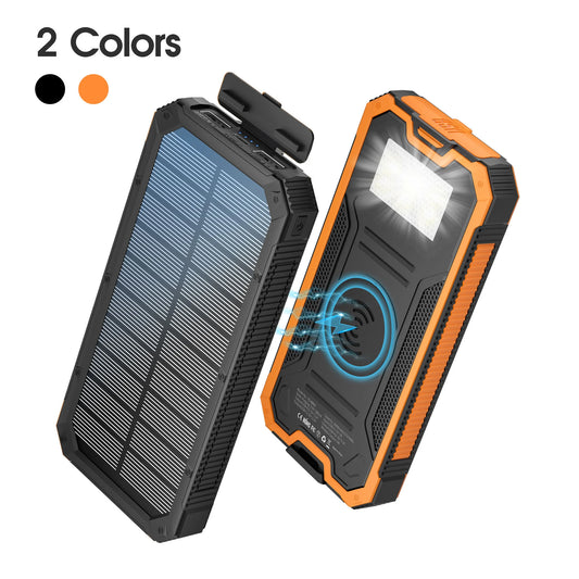 20000mAh Solar Power Bank,Wireless Charging, 2 USB & USB-C Ports,Waterproof & Bright LED Flashlight