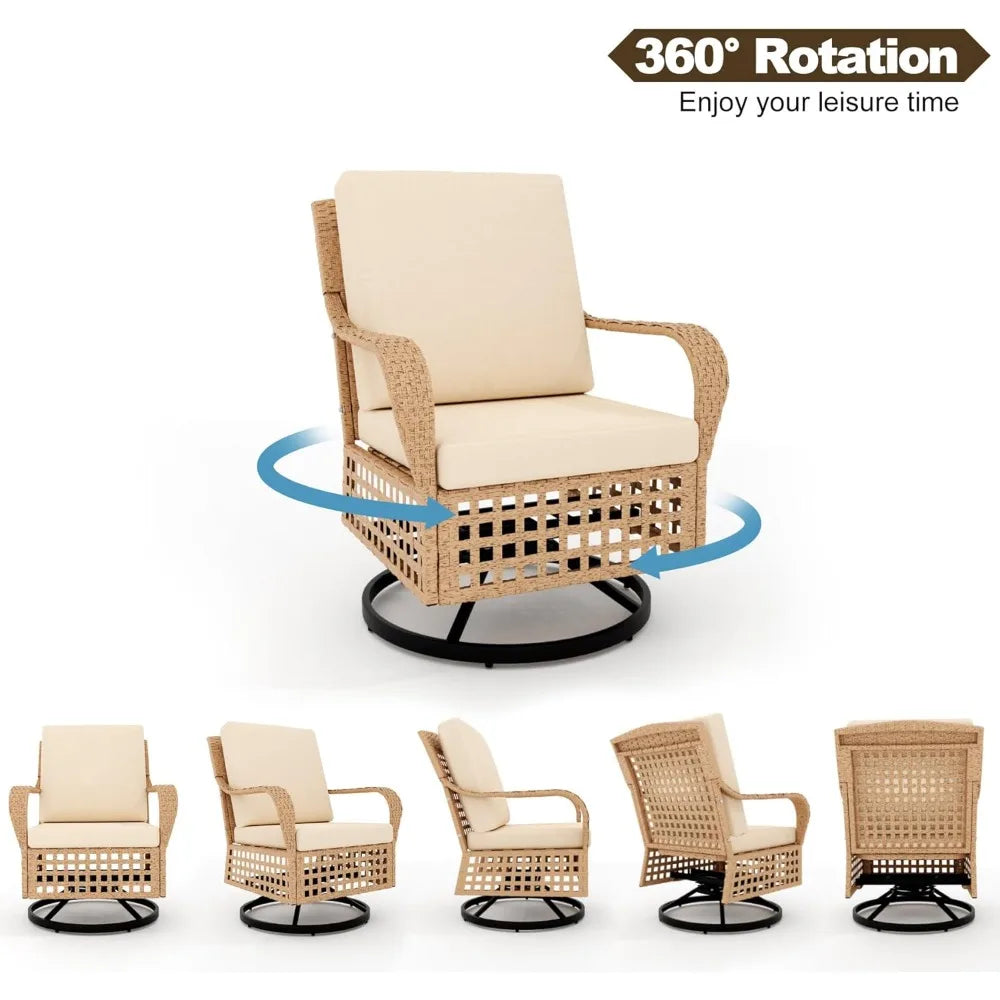 3 Piece  Swivel RockerChairs, Patio Bistro Sets, 360 Degree Swivel